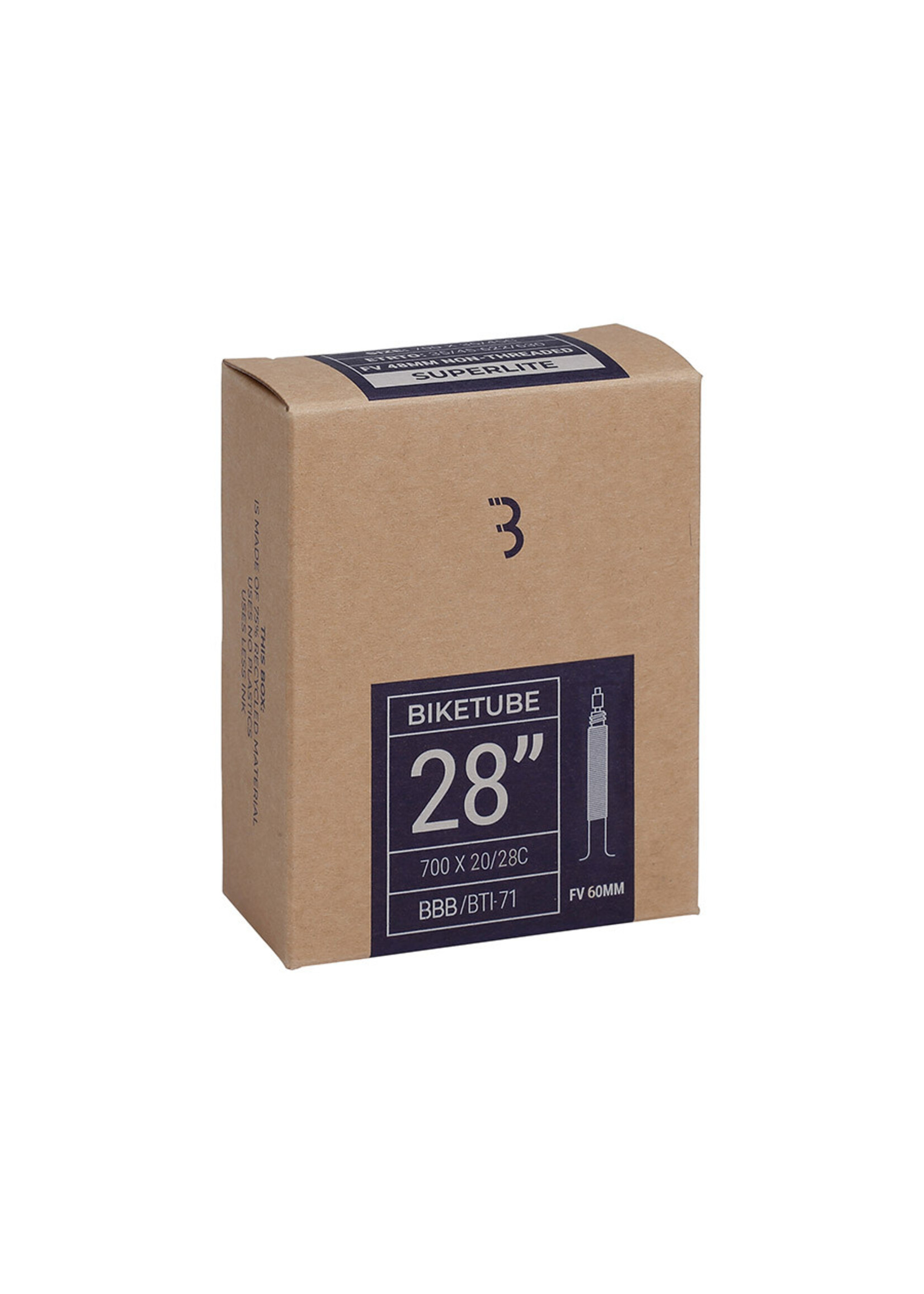 BBB Cycling Chambre à air, BBB Cycling, Tube, Presta, Length: 60mm, 700C, 20-28C
