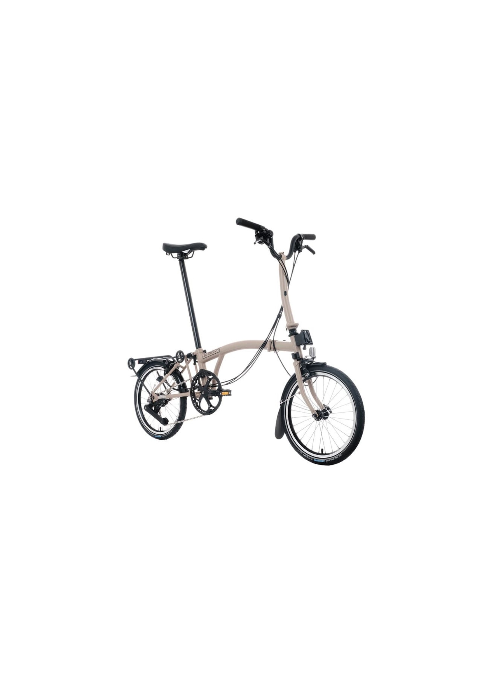 Brompton Vélo Pliable Brompton C-Line Explore 12 Mid, avec porte-bagage arrière, Sable de Dunes