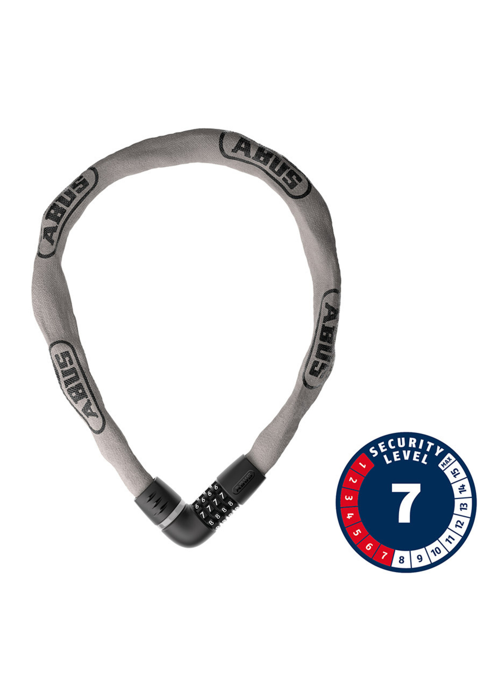 Abus Abus, Tresor 6807C, Cadenas à chaîne, Combinaison, 7mm, 110cm, 3.6', Gris Technique