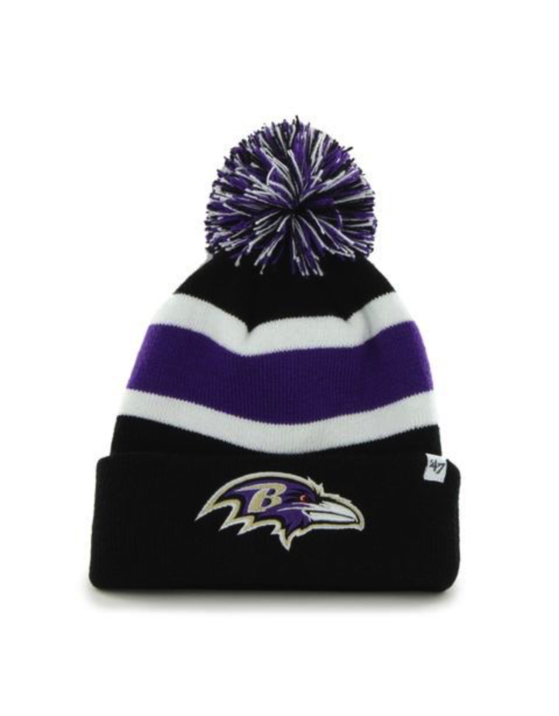 Men's Baltimore Ravens '47 Black/Purple Bering Cuffed Knit Hat with Pom