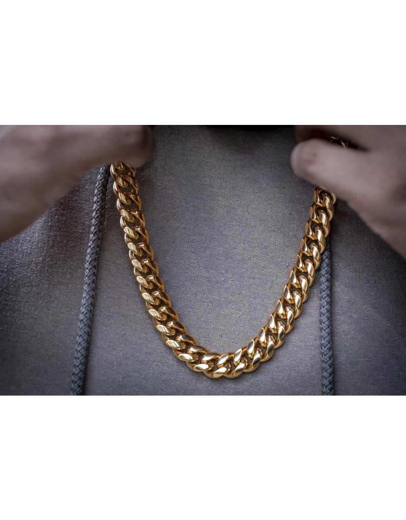 GOLDEN GILT 14MM CUBAN LINK