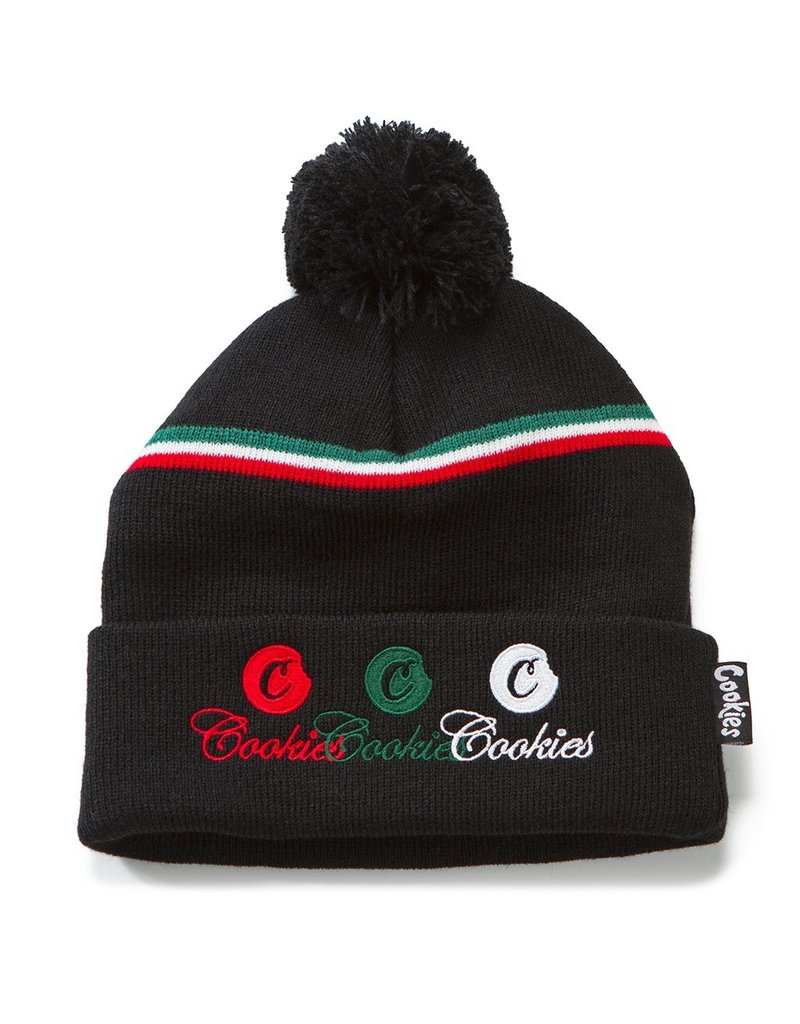 Cookies PRESIDIO KNIT POM POM W/ MULTI COLOR JAQUARD STRIPE W/ C-BITE & COOKIES LOGO EMBROIDERY