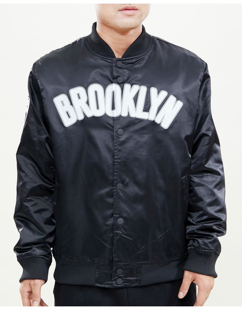 BROOKLYN NETS WORDMARK SATIN JACKET - Selfmade Boutique