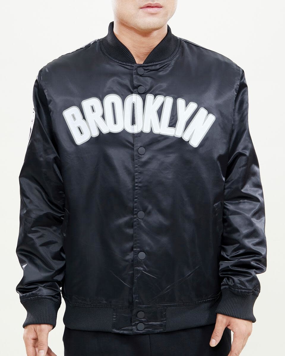 BROOKLYN NETS WORDMARK SATIN JACKET Selfmade Boutique