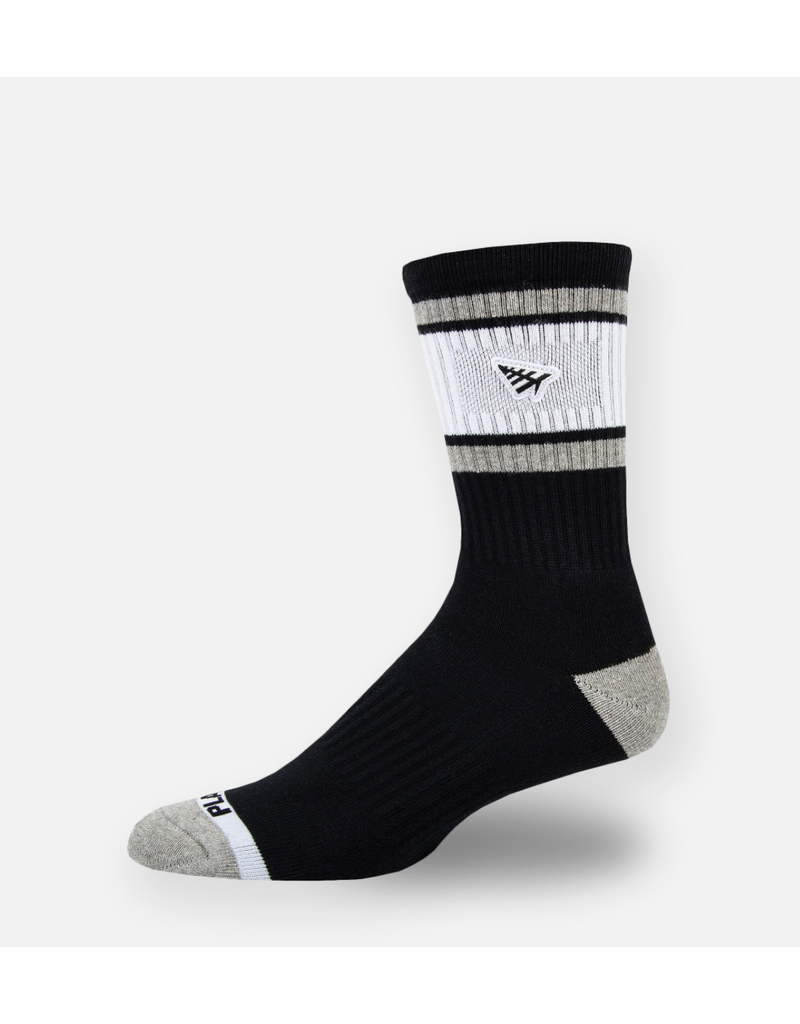 PAPER PLANES BY ROC NATION Blk Embroidery Logo Patch Stripe Socks