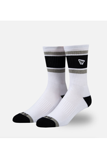PAPER PLANES BY ROC NATION Wht Embroidery Logo Patch Stripe Socks