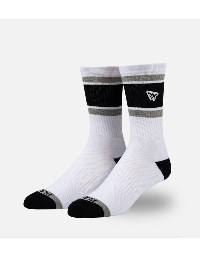 PAPER PLANES BY ROC NATION Wht Embroidery Logo Patch Stripe Socks