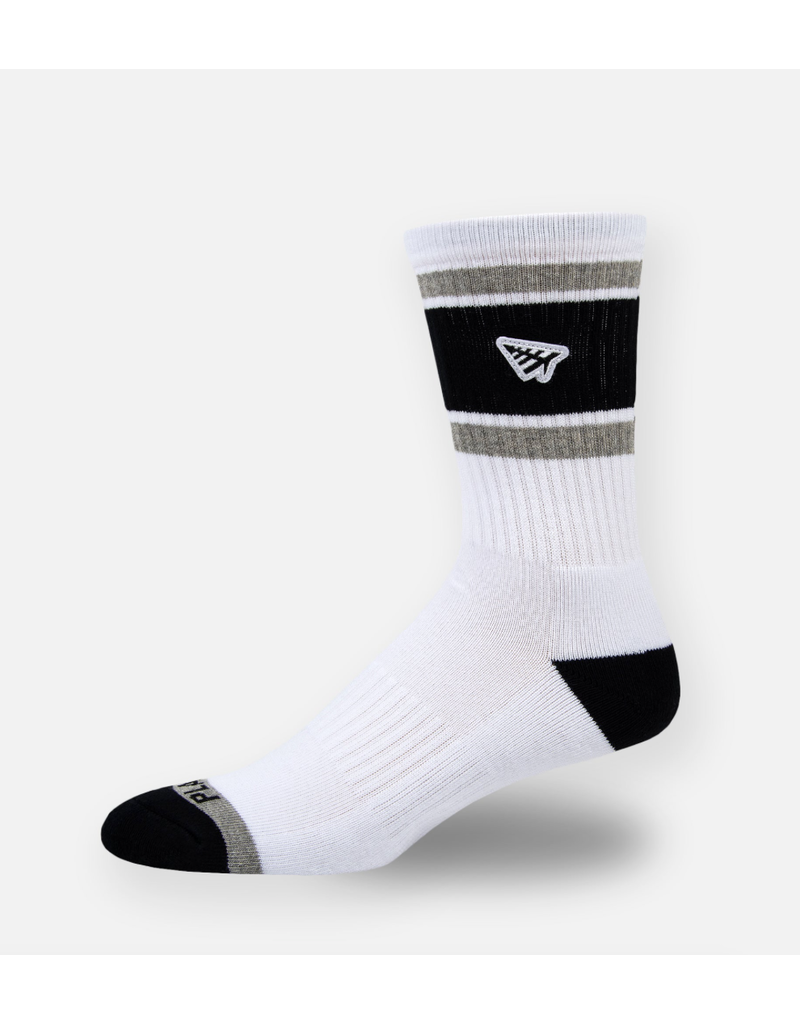 PAPER PLANES BY ROC NATION Wht Embroidery Logo Patch Stripe Socks