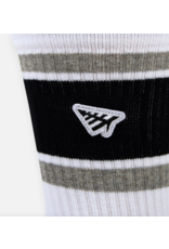 PAPER PLANES BY ROC NATION Wht Embroidery Logo Patch Stripe Socks