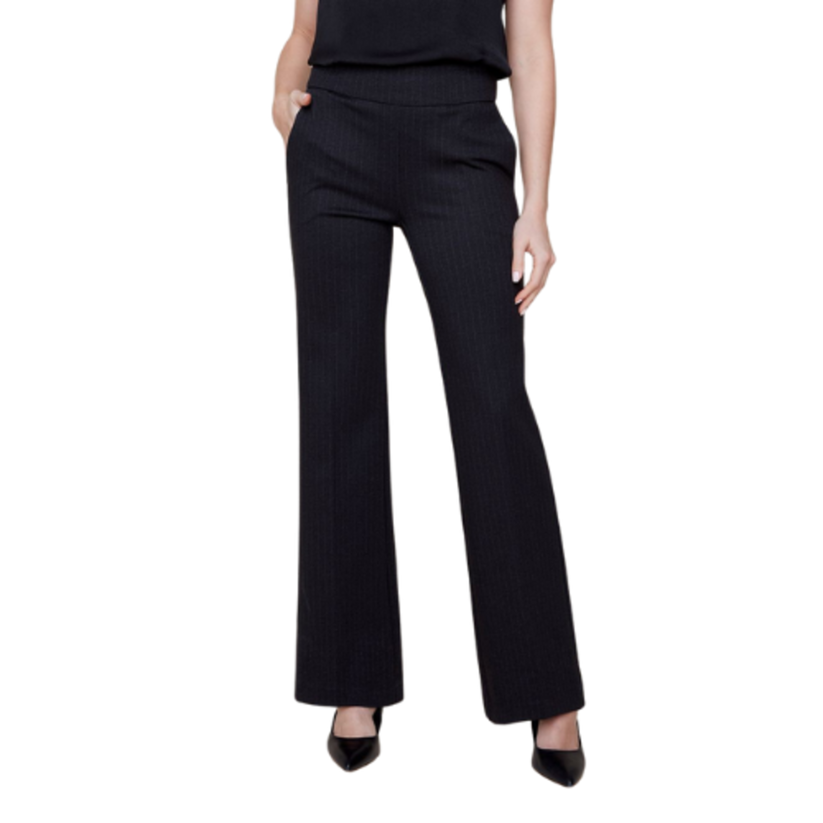 Renuar Renuar - Pull-On Flare Pin Stripe Knit Pant