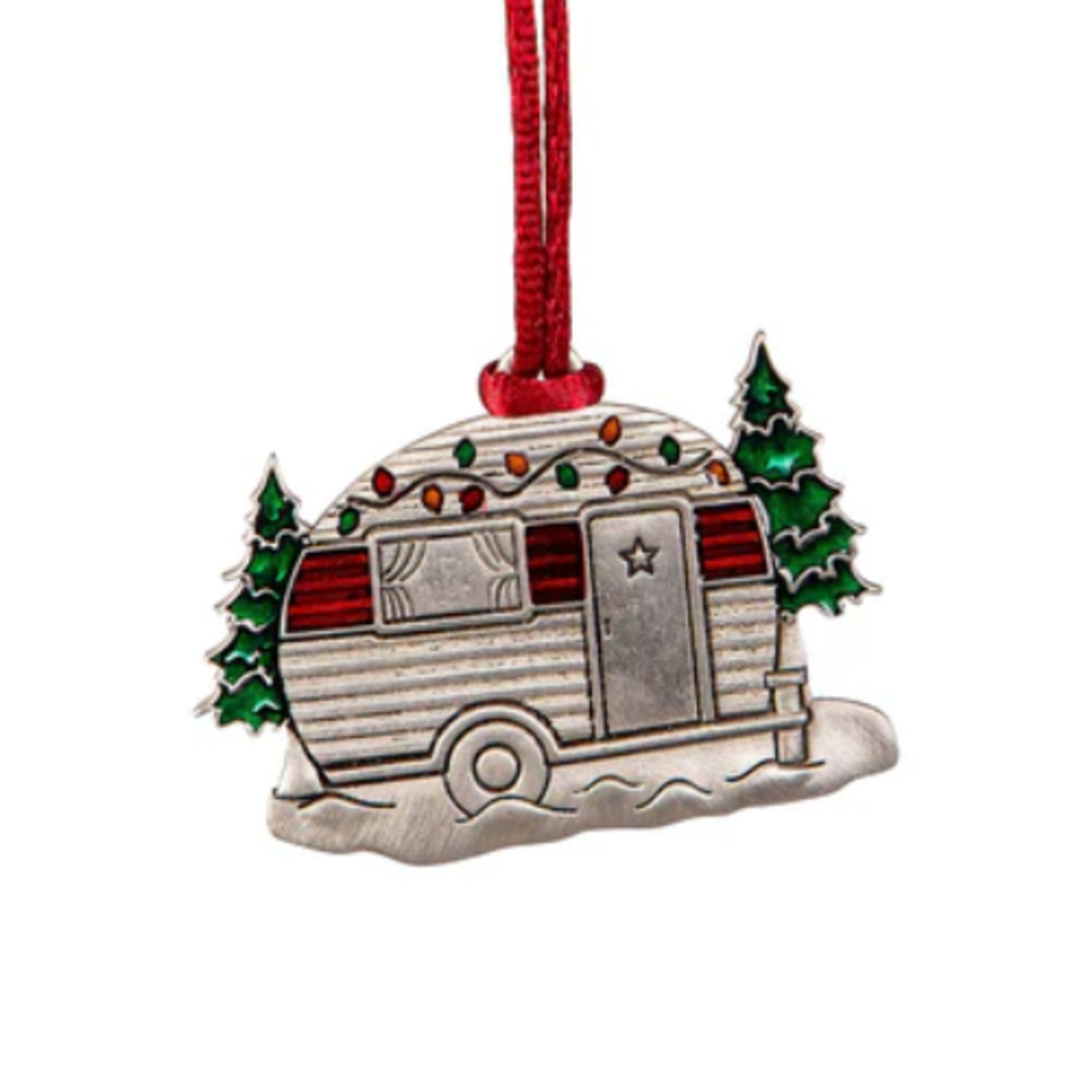 Solid Pewter Tree Ornament - Camper