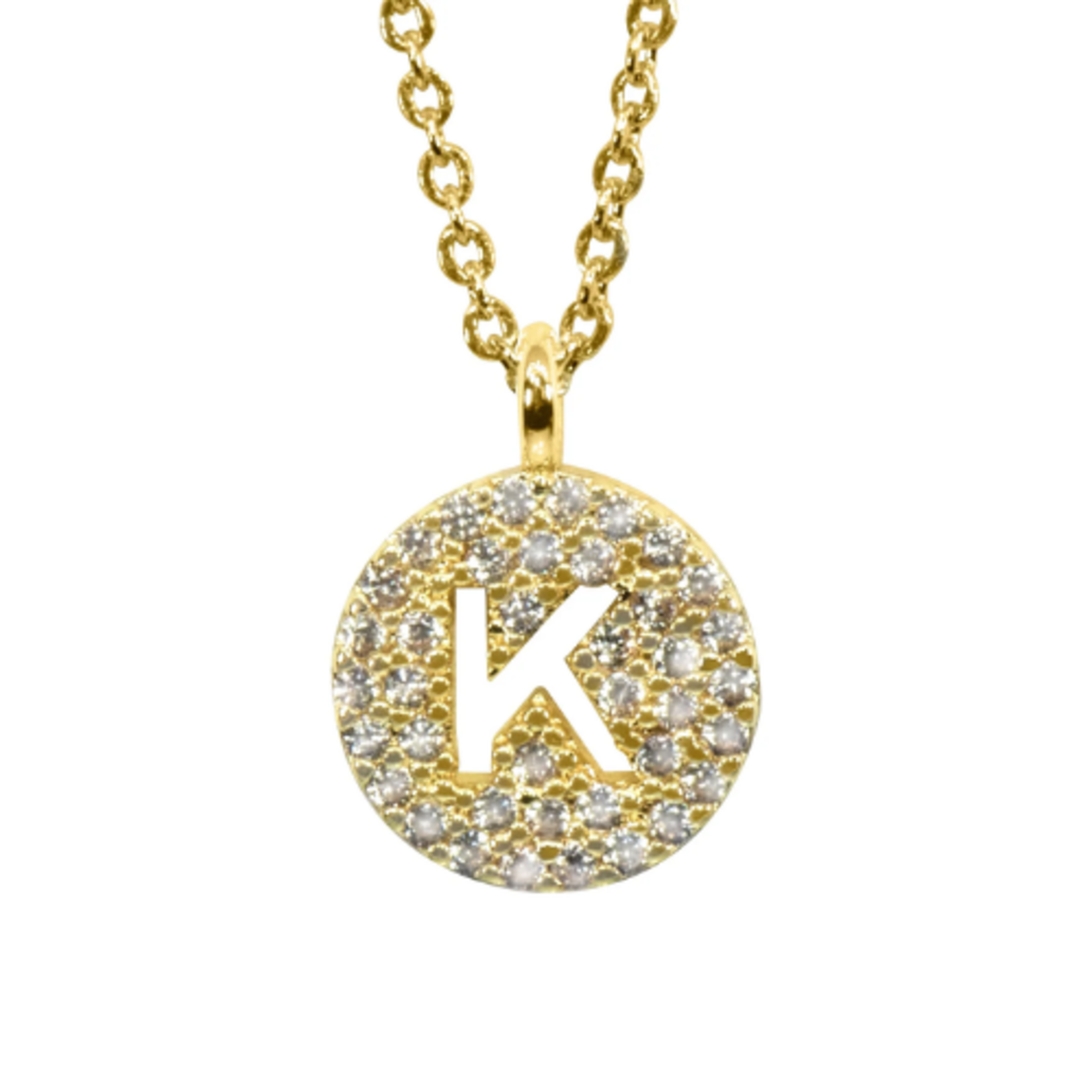 Maya J Love Letter Initial Disc Necklace - K-O
