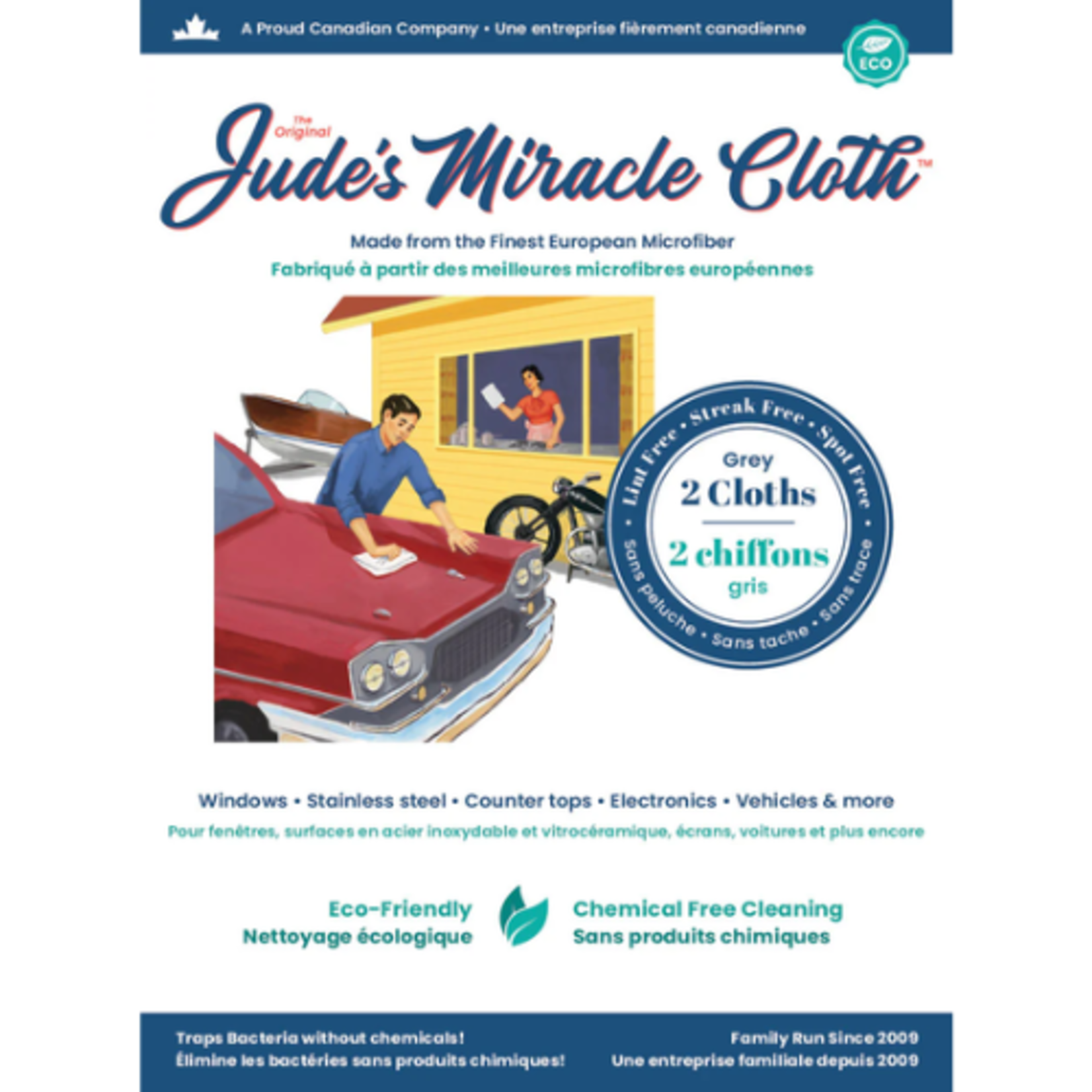 Jude's Miracle Cloth - Car & Motorcycle - Grey - 2 Pack