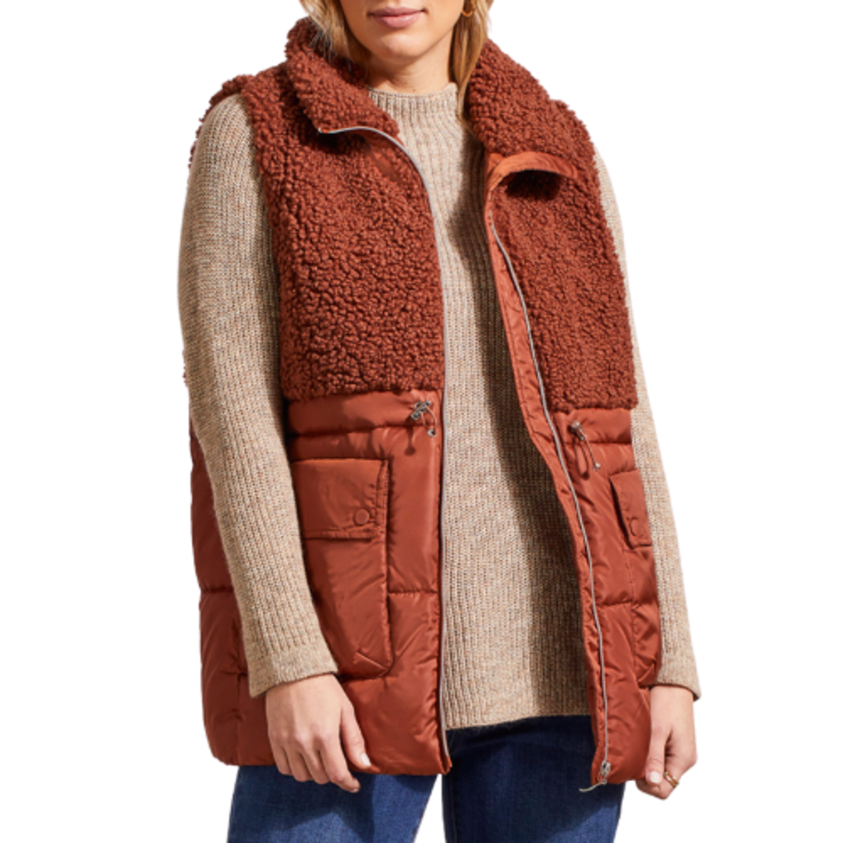 Tribal Tribal - Sleeveless Sherpa Combo Nylon Vest