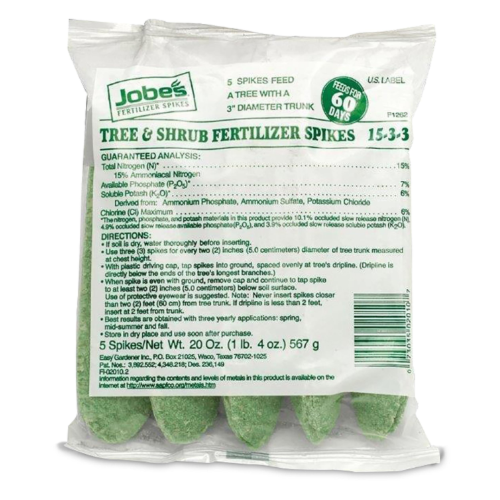 Jobes Fertilizer Spikes - Tree & Shrub Spikes - 15-3-3 - 5pk