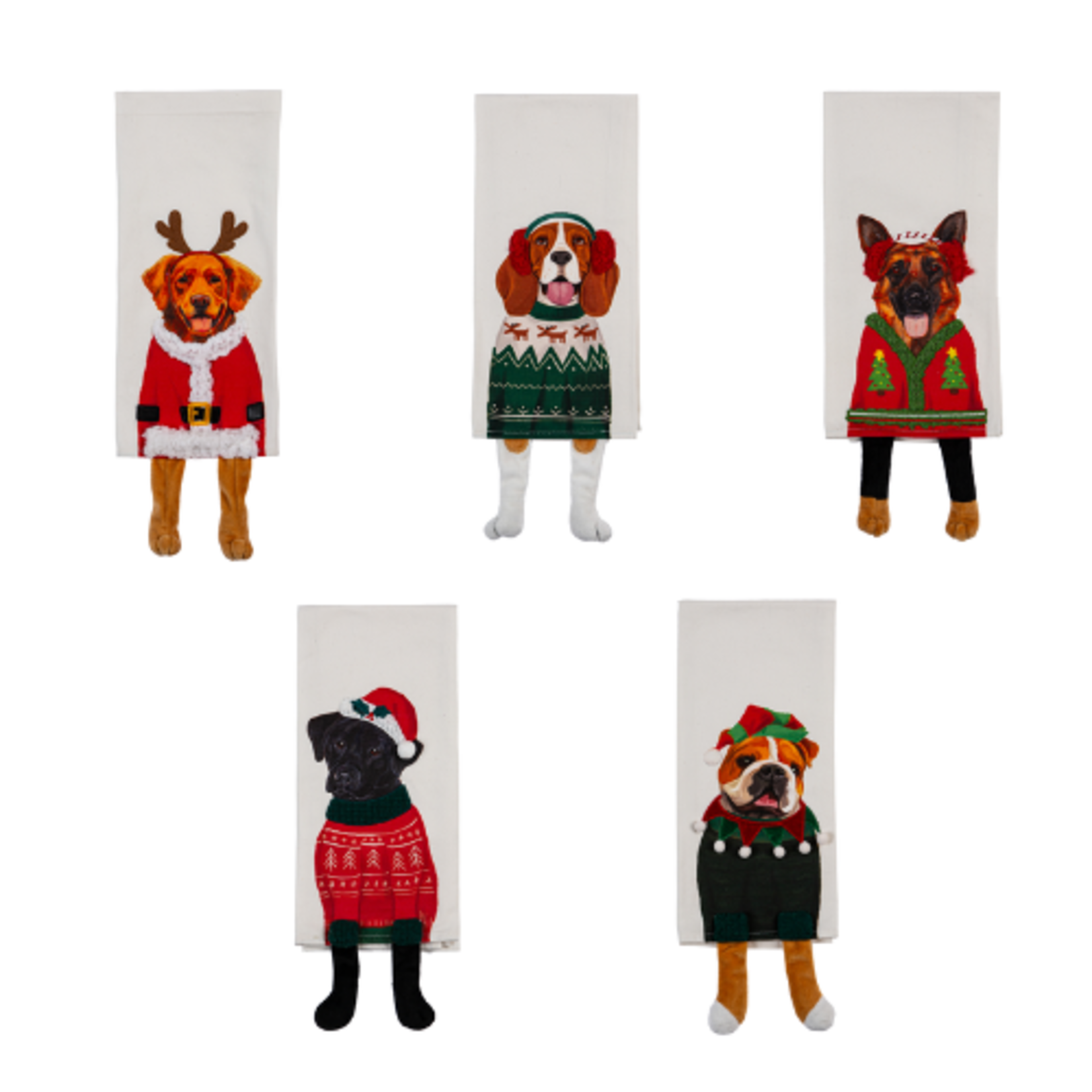 Evergreen Enterprises Holiday Dog Kitchen Towel w/ Dangling Legs - Assorted Styles