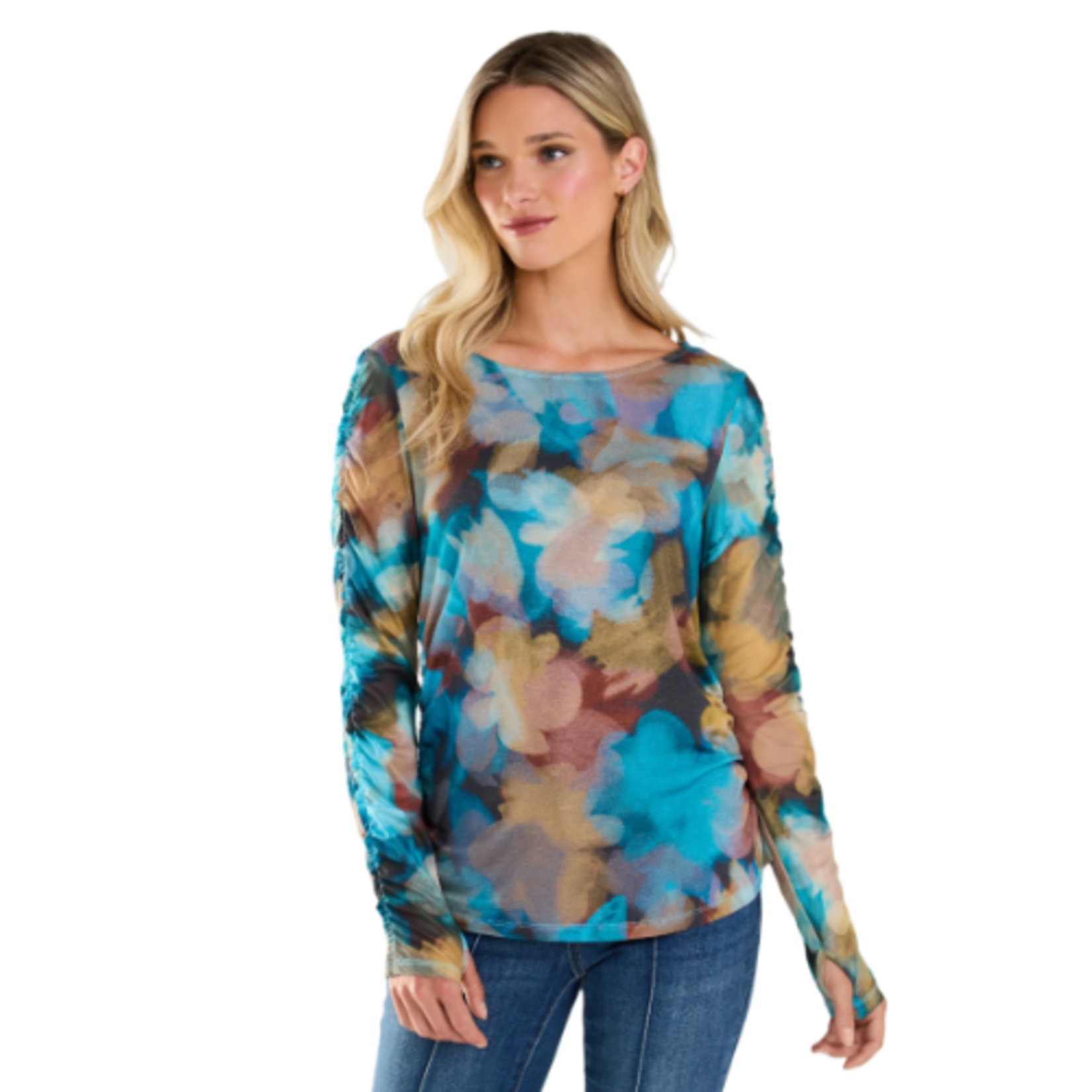 French Dressing Jeans French Dressing - Mesh Sleeve Printed Top