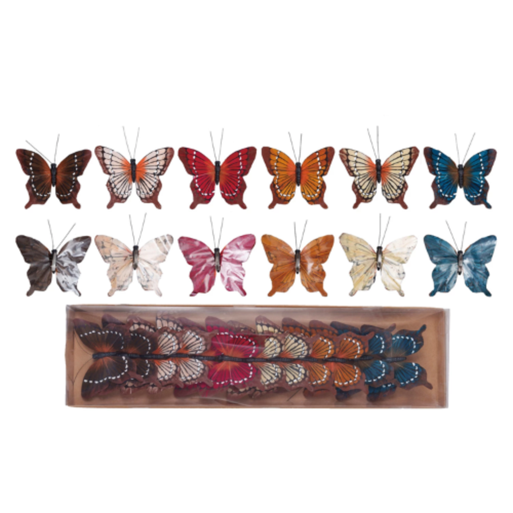 Fabric Butterfly Clip-on Ornaments - Box of 12