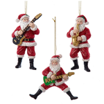 Santa With Guitars & Saxophone Ornaments - Assorted Styles