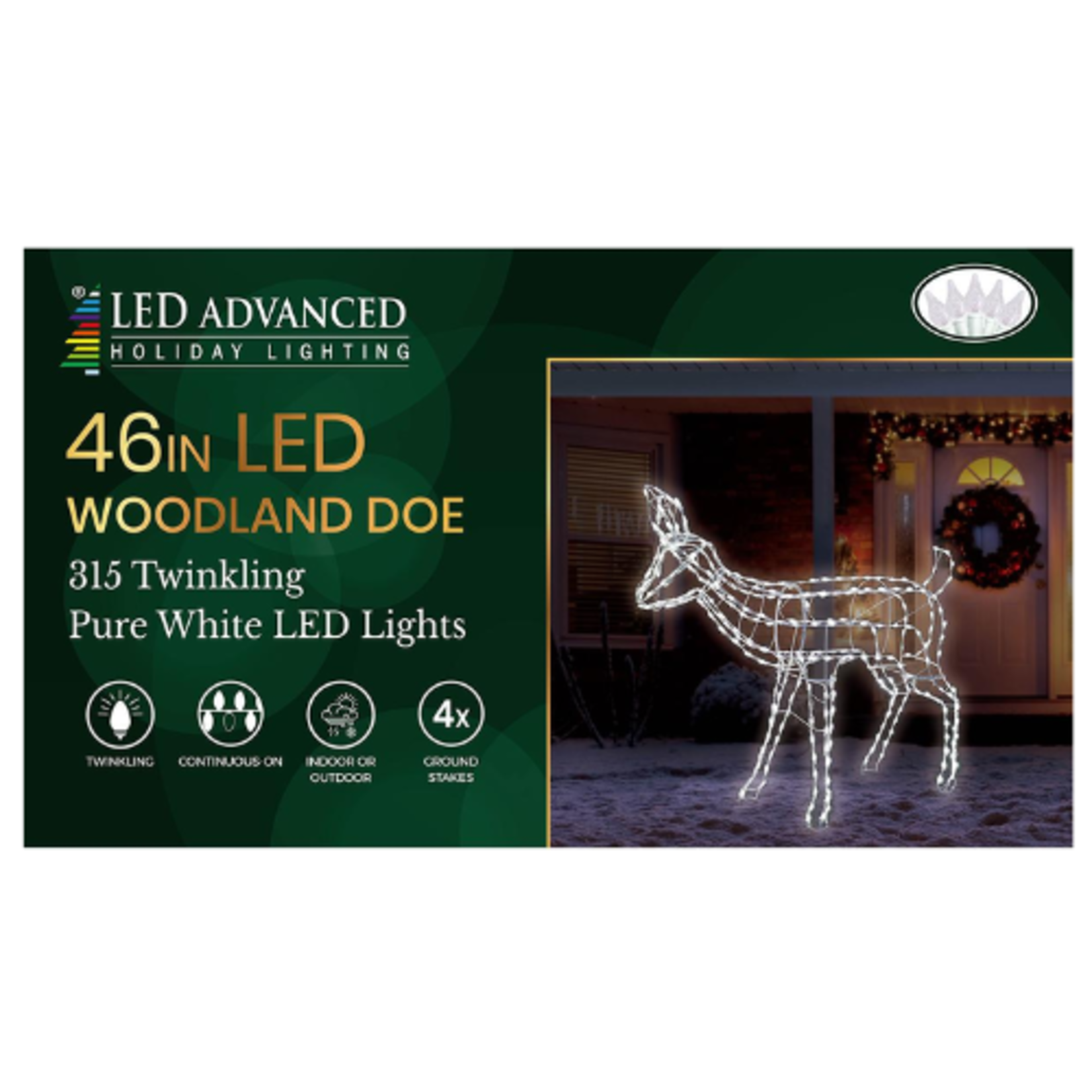 Woodland Doe - 315 Pure White LED - White Frame - 46"
