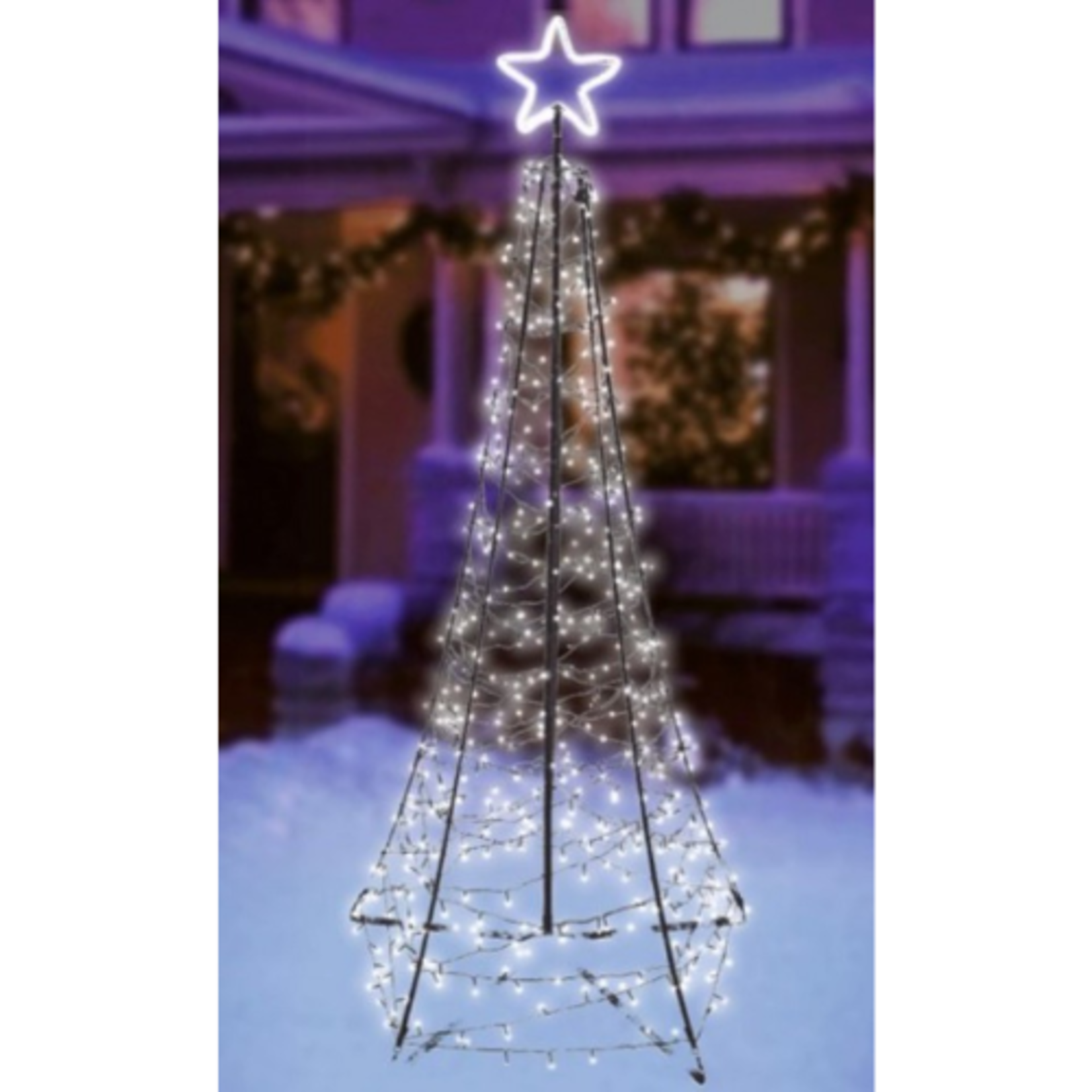 Starry Spire Tree - 660 Pure White LED - Green Frame - 9'