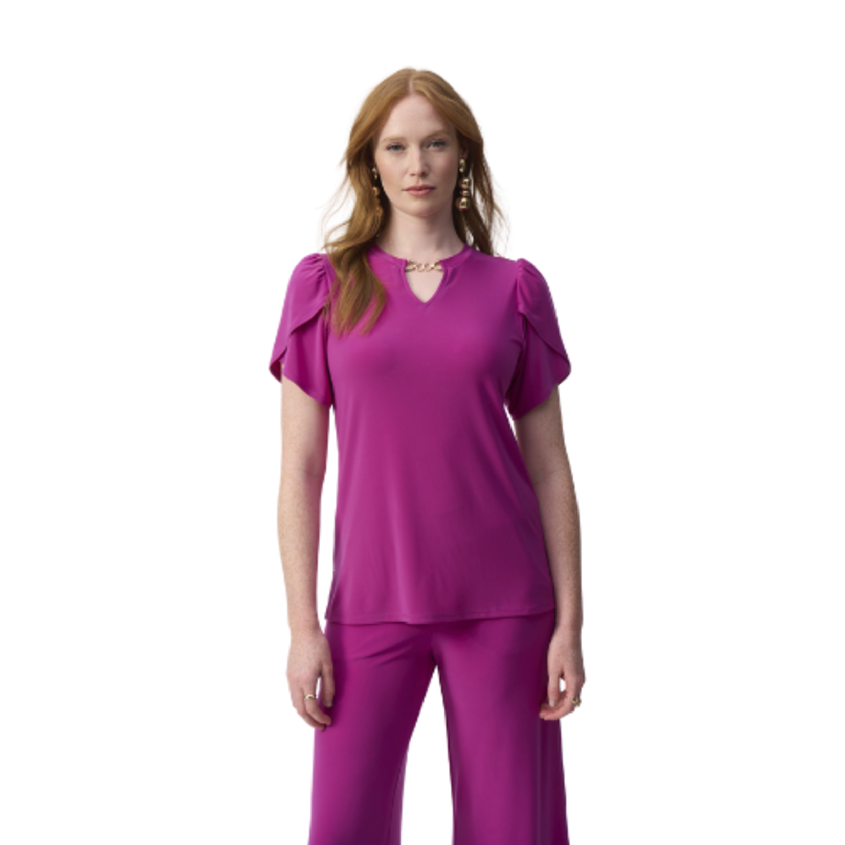 Joseph Ribkoff Joseph Ribkoff - V-neck Puff-sleeve Pullover