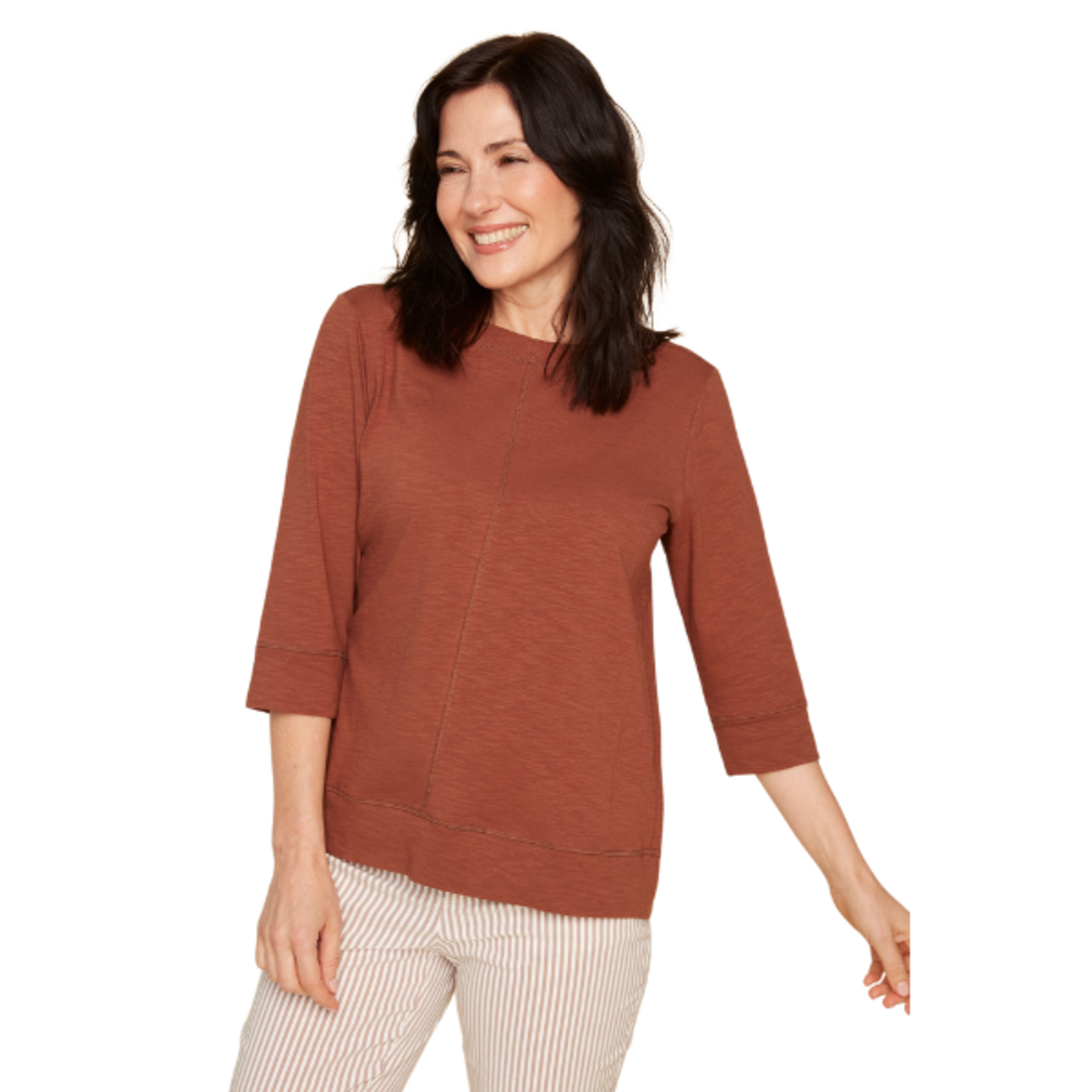 Renuar Renuar - Cotton Comfort 3/4 Sleeve Boat Neck Tee
