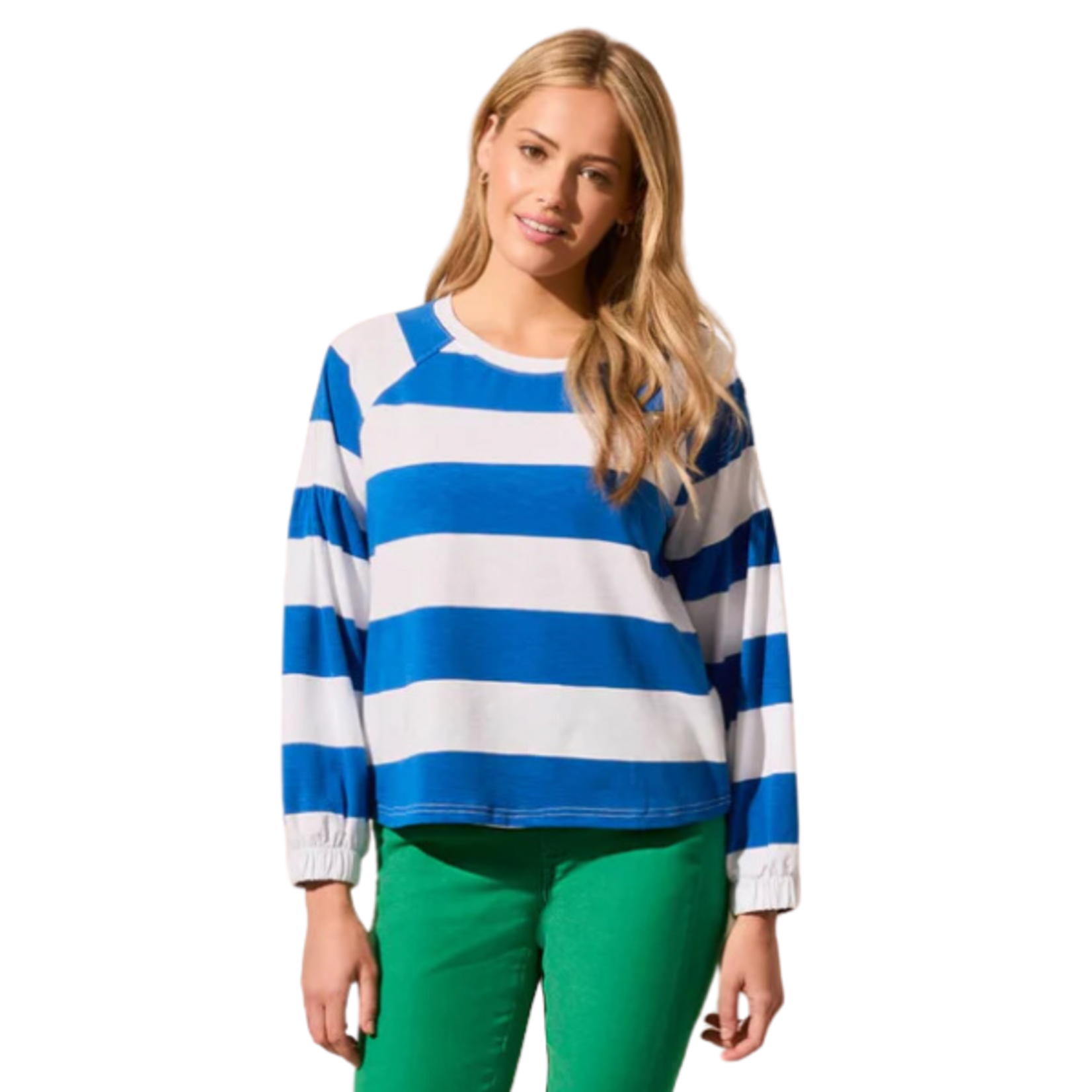 Tribal Tribal - Cabana Stripe Slub Knit Balloon Sleeve