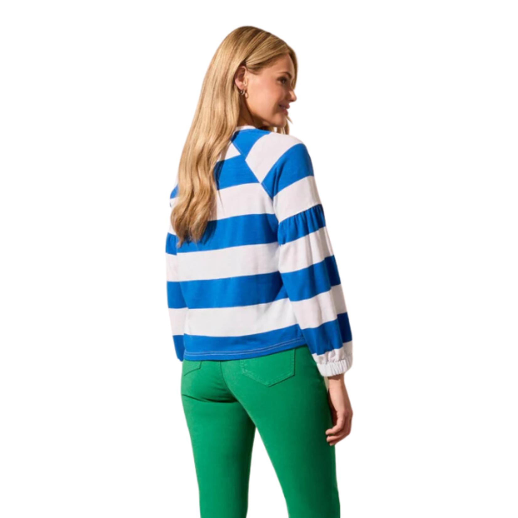 Tribal Tribal - Cabana Stripe Slub Knit Balloon Sleeve