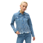 Joseph Ribkoff Collared Denim Jacket With Embellishments