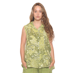 Sleeveless Button-up Patterned Top