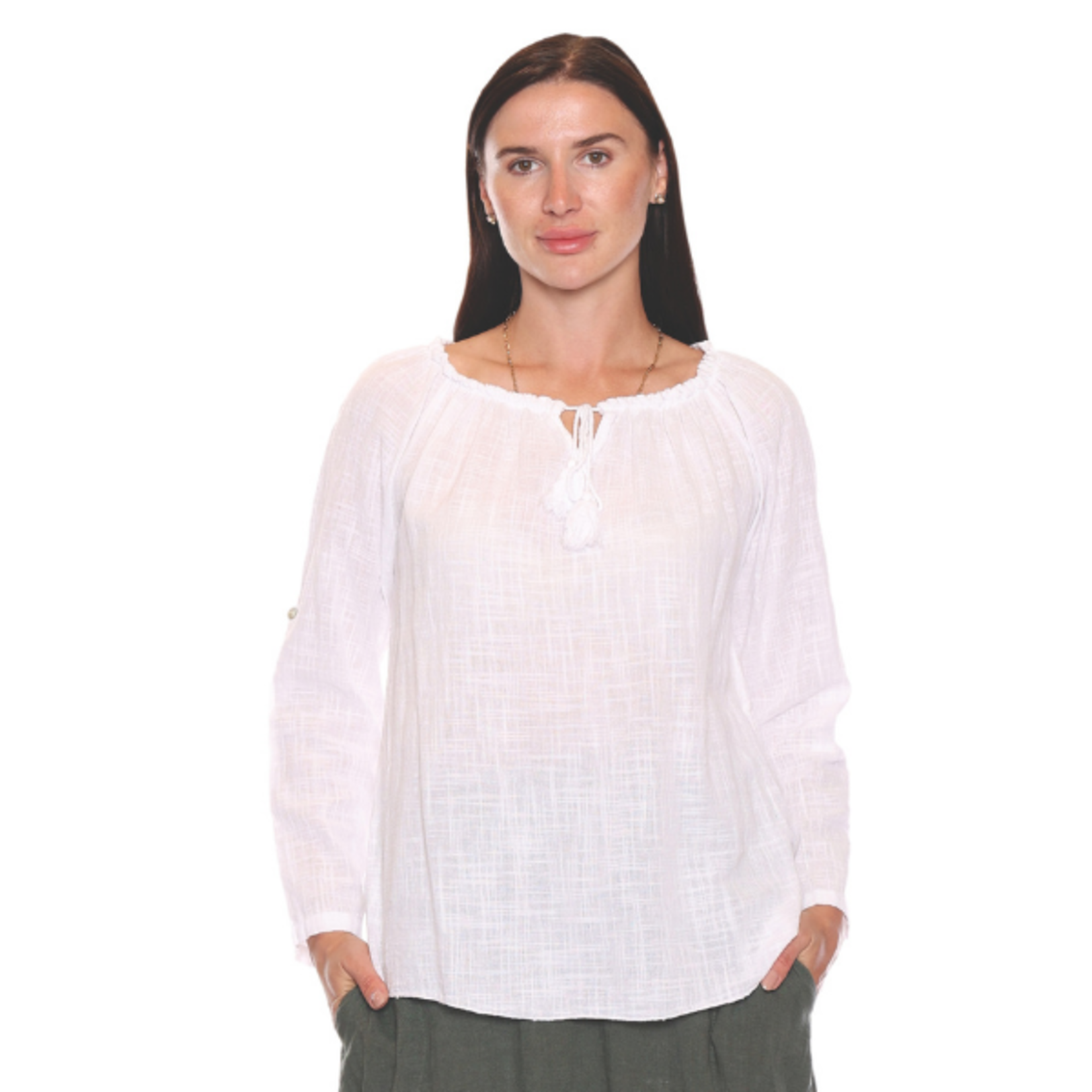 Sorella - Long Sleeve Boat Neck Blouse