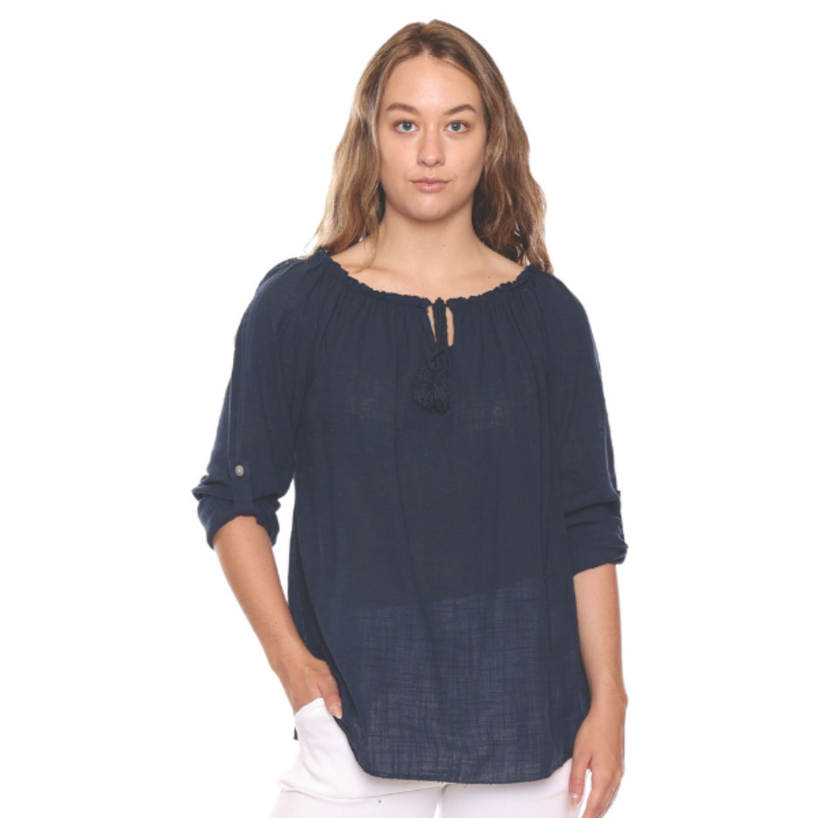 Sorella - Long Sleeve Boat Neck Blouse