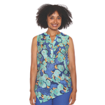 Papa Fashions Sleeveless Button-up Blouse