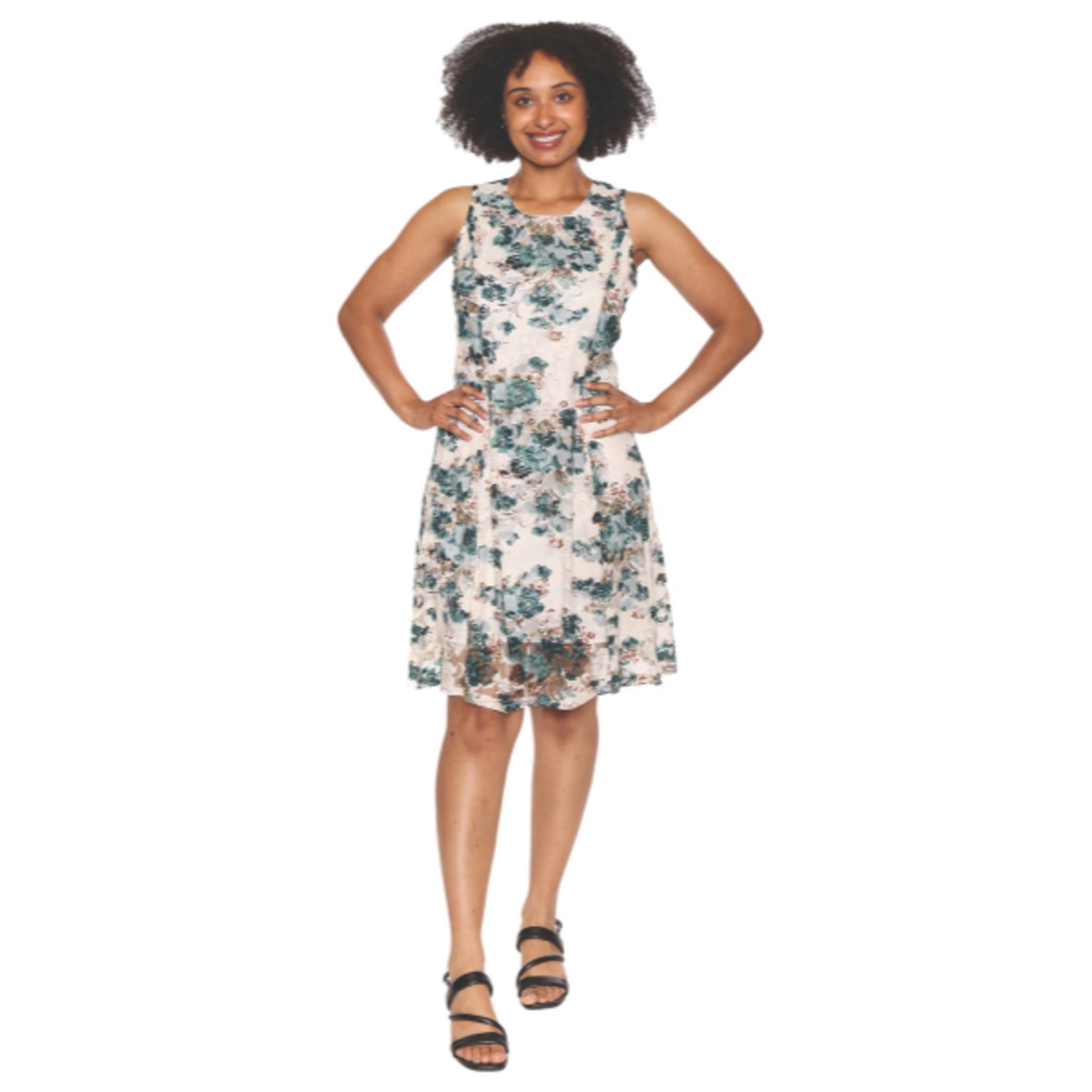 Papa Fashions Papa Fashions - Sleeveless Knee Length Floral Dress