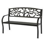Tree of Life Metal Garden Bench - Black