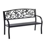 Hummingbird Metal Garden Bench - Black