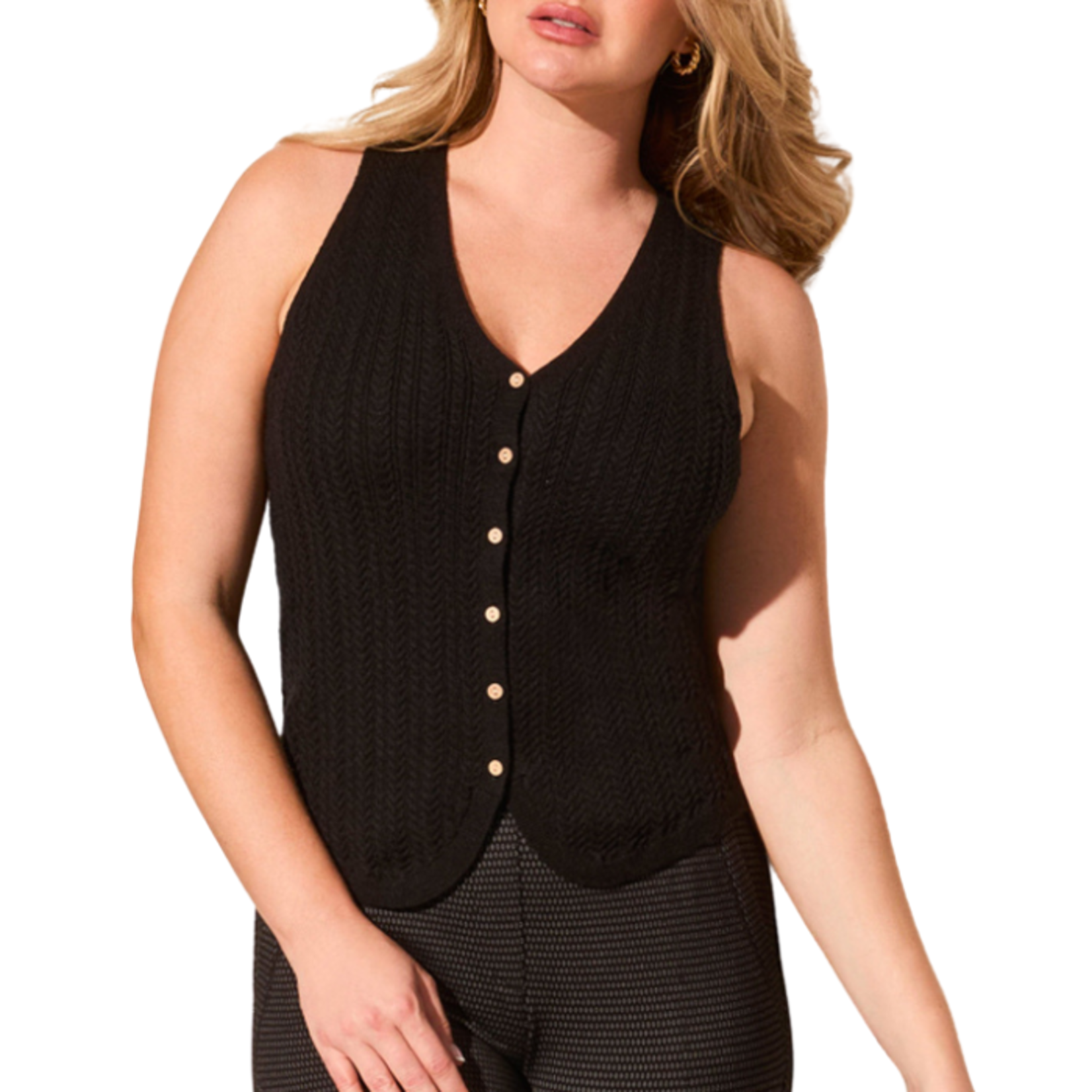 Tribal Tribal - Sweater Vest w/ Wood Buttons