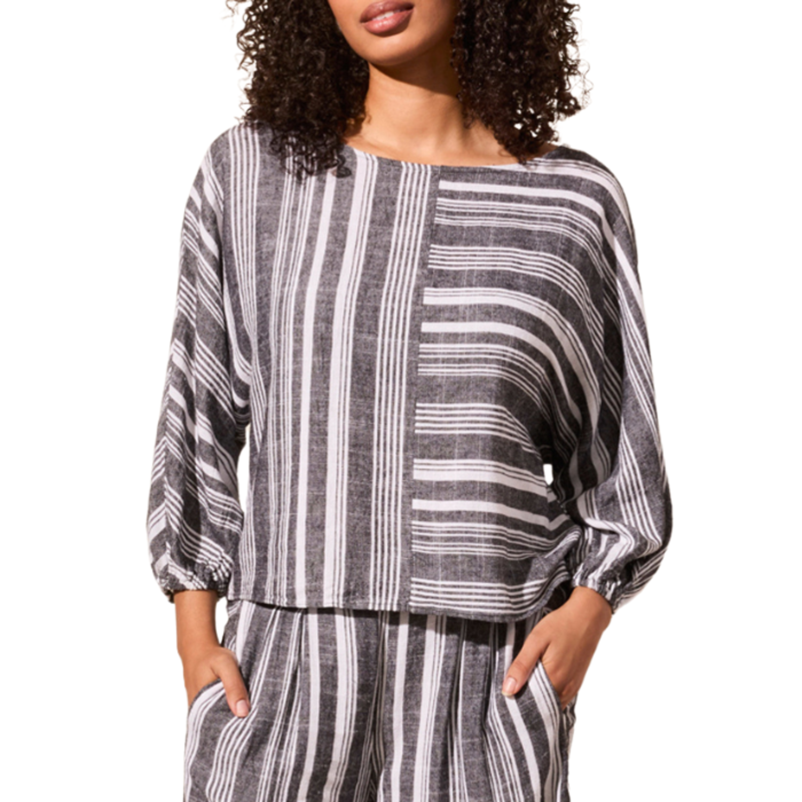 Tribal Tribal - Boat Neck Blouse w/ Dolman Sleeves
