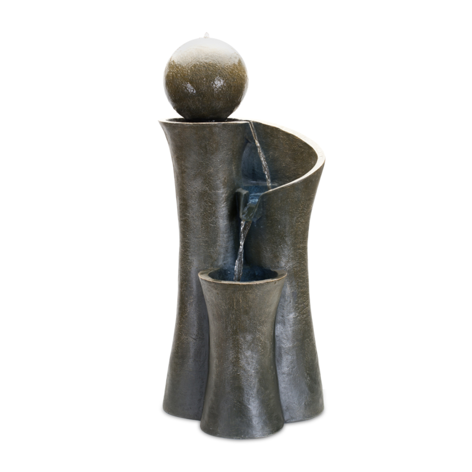 Modern Sphere Curve Cascading 39 1/2" High LED Fountain