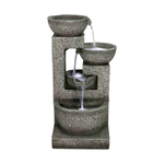 Decorative Resin Fountain - 4 Bowls in Carved Stone w/ LED