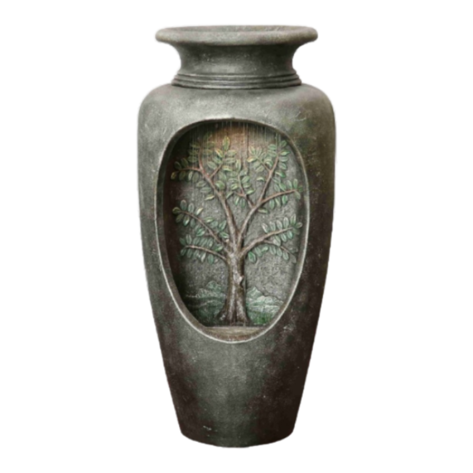 Decorative Resin Fountain - Cutout Urn w/ Tree of Life