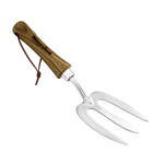 Berry & Bird 12.3 inch Stainless Steel Hand Weed Fork with Wood Handle