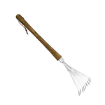 Berry & Bird 26.8 inch Stainless Steel Grass Rake 9 Tines Fan Lawn Leaf with Wooden Handle