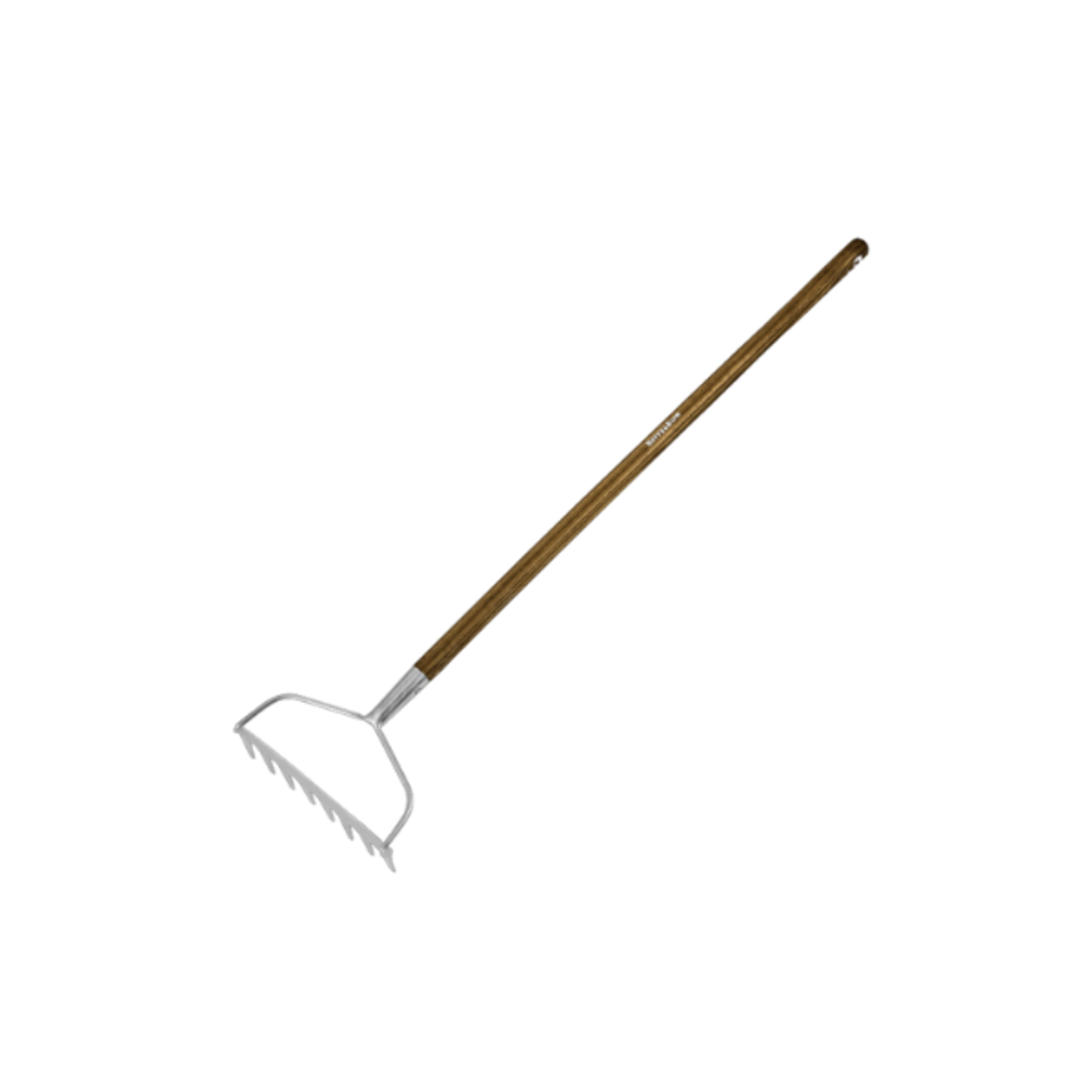 Berry & Bird 8-Tine Kid Range Soil Rake 33 Inch with Wooden Handle Soil Rake Stainless Steel Hard Rake