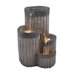 Grey Cascading Pillar Tabletop Fountain w/ LED Lights - 14"H