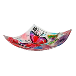 16.5" Hand Painted Embossed Square Bird Bath - Butterfly Prints