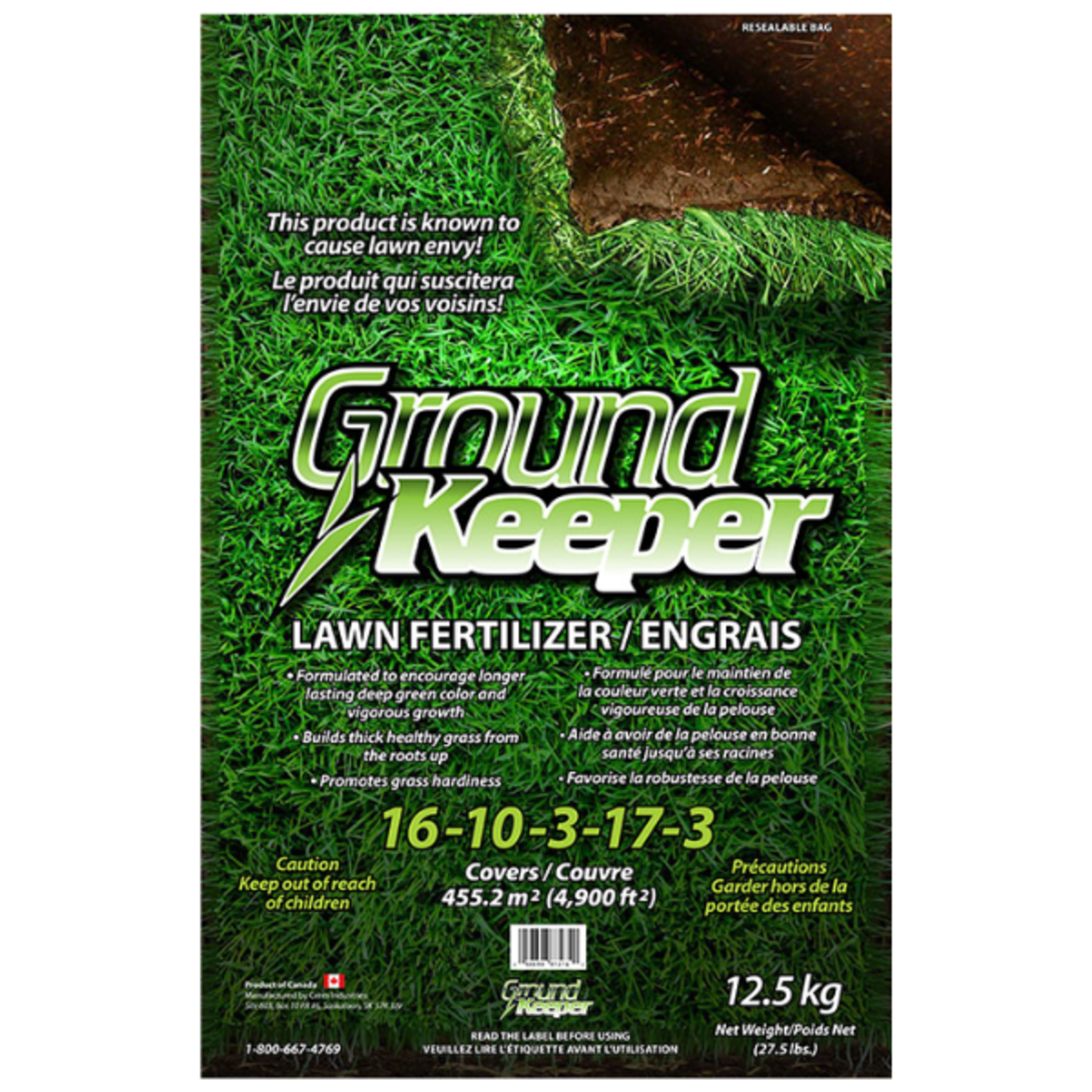 Ground Keeper - Lawn Fertilizer - 16-10-3-17-3 - 12.5kg