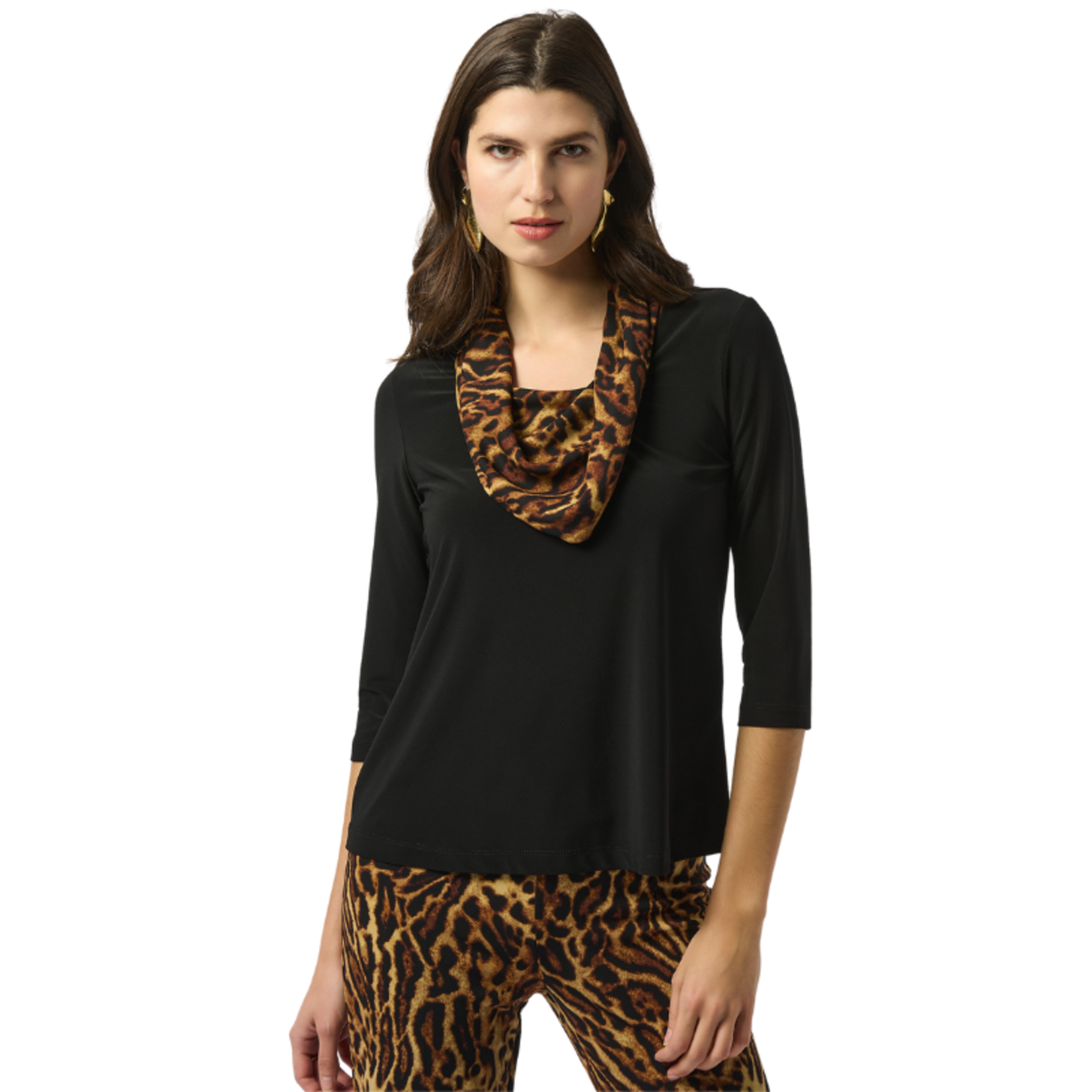 Joseph Ribkoff Joseph Ribkoff - Leopard-Print Cowl‑Neck Top