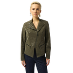 Joseph Ribkoff Foiled Faux-Suede Fitted Moto Jacket